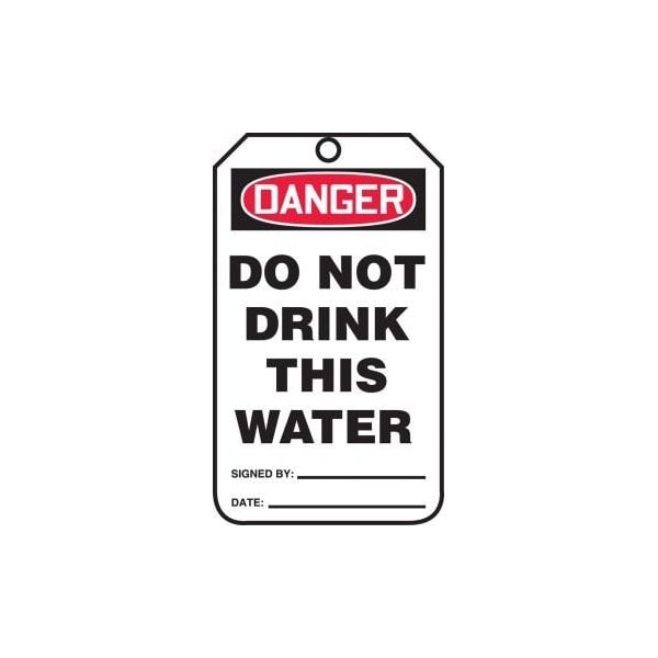 Accuform Safety Tags, DANGER DO NOT DRINK THIS WATER, 5.75in x 3.25in, RP-Plastic, 5PK MDT196PTM - main